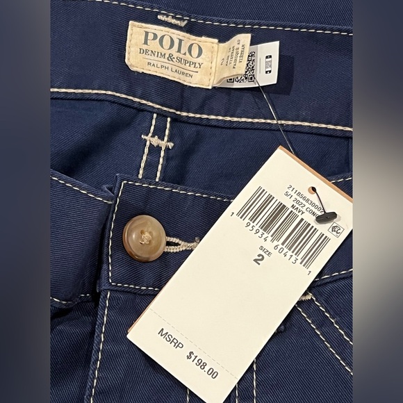 Polo Ralph Lauren Pant Womens Cotton Twill Utility Navy Straight Leg Size 2 - Picture 13 of 16